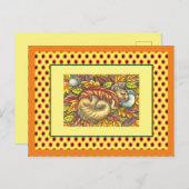 CARTE POSTALE SQUIRREL DORMIR SOUS LES FEUILLES DE L'AUTOMNE, SA (Devant / Derrière)