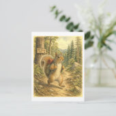 Carte Postale Squirrel Hiking Illustration (Debout devant)