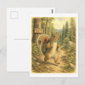 Carte Postale Squirrel Hiking Illustration (Devant / Derrière)