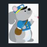 Carte Postale Squirrel Postman<br><div class="desc">Un mignon petit écureuil habillé comme un facteur livre une lettre avec un timbre cardiaque</div>