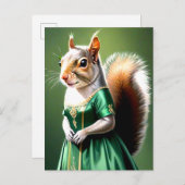 Carte Postale Squirrel Wearing Green Dress (Devant / Derrière)