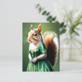 Carte Postale Squirrel Wearing Green Dress (Debout devant)