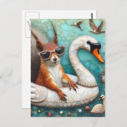 Carte Postale Squrriel dans un Art numérique de flottaison de cy (Devant / Derrière)