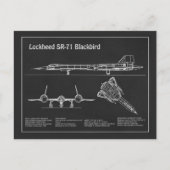 Carte Postale SR-71 Blackbird - Plan directeur de l'avion PD (Devant)