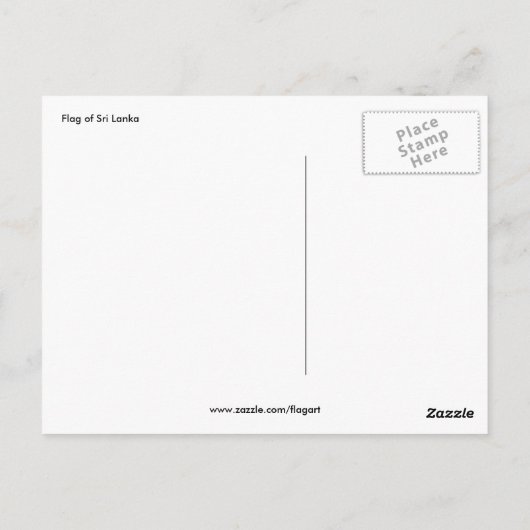 Carte Postale sri lanka (Dos)