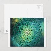 Carte Postale Sri Yantra vert mystique (Devant / Derrière)