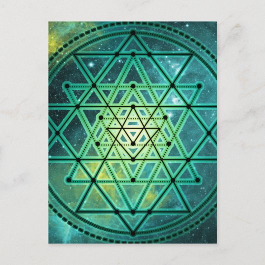 Carte Postale Sri Yantra vert mystique (Devant)