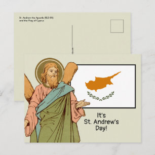 Carte Postale St. André (RLS 01) avec le drapeau de Chypre Jour