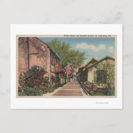 Carte Postale St Augustine, FL - Aviles St. en vieux espagnol (Devant)