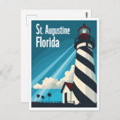 Carte Postale St Augustine FL - Phare sur l'île d'Anastasia (Devant / Derrière)