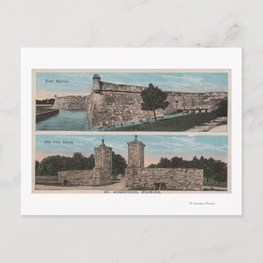 Carte Postale St. Augustine, FL - Vue de Ft. Marion & City (Devant)