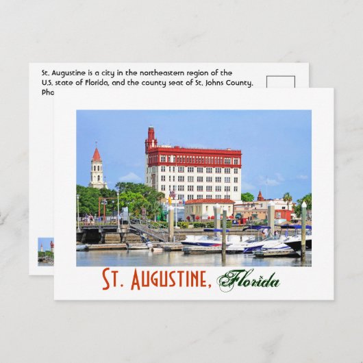Carte Postale St. Augustine, Floride, États-Unis (Devant / Derrière)