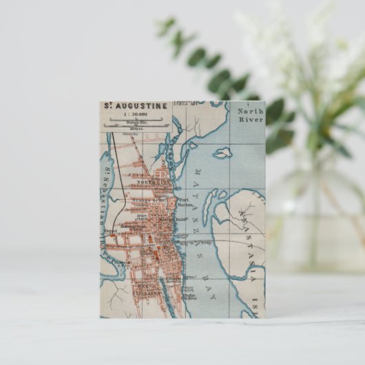 Carte postale St Augustine Vintage Map (Debout devant)