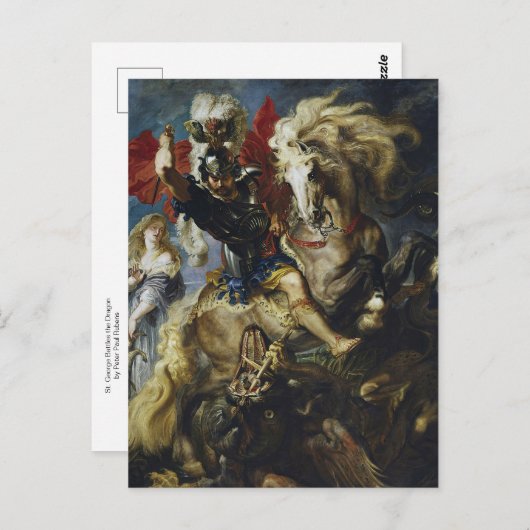 Carte Postale St George combat le dragon par Peter Paul Rubens (Devant / Derrière)