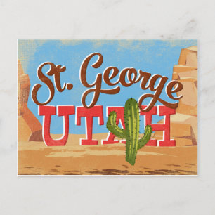 Carte Postale St George Utah Dessin Animé Désert Voyage Vintage