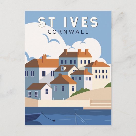 Carte Postale St Ives Cornouailles Angleterre Art de Voyage Rétr (Devant)