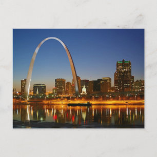 Carte Postale St Louis Arch Missouri sur le Mississippi par Nuit