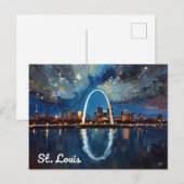 Carte Postale St Louis Gateway Arch City Art (Devant / Derrière)