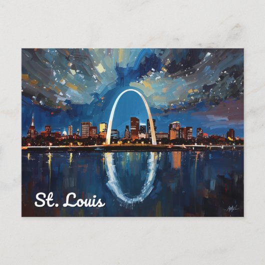 Carte Postale St Louis Gateway Arch City Art (Devant)