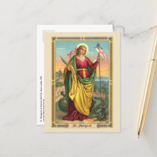 Carte Postale St Margaret avec le dragon et la bannière de résur
