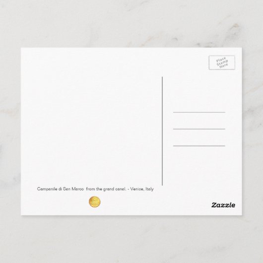 Carte Postale St Marks Plaza et Bell Tower - Venice Italie (Dos)