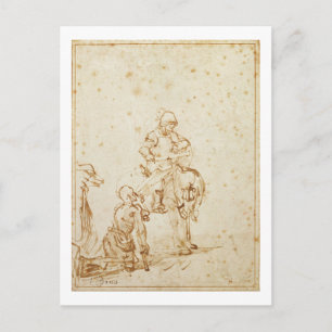 Carte Postale St. Martin et le mendiant (stylo et encre sur papi