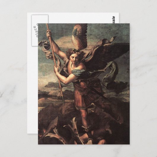 Carte Postale St Micheal et le diable (Devant / Derrière)