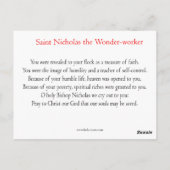 Carte Postale St. Nicholas the Wonder-Worker Prayer Card (Dos)