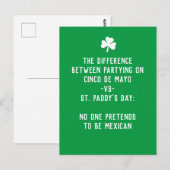 Carte Postale St Paddy's Day vs Cinco de Mayo (Devant / Derrière)