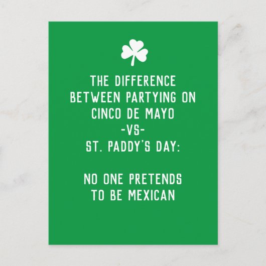 Carte Postale St Paddy's Day vs Cinco de Mayo (Devant)