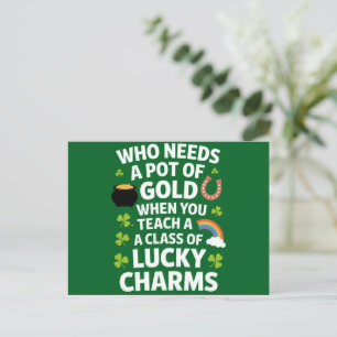 Carte Postale St patrick acher Lucky Charm Clover Irlandais