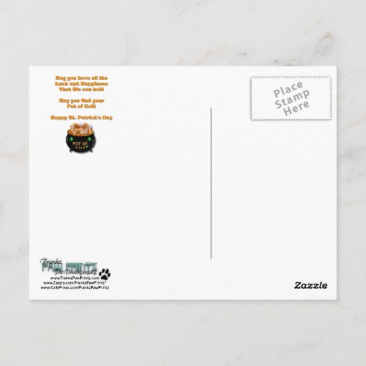 Carte Postale St patrick - Pot d'or - Golden Retriever Mickey (Dos)