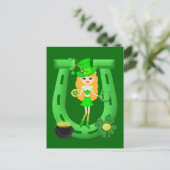 Carte Postale St Patrick’s Day Blonde Girl Leprechaun (Debout devant)