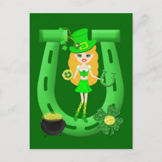 Carte Postale St Patrick’s Day Blonde Girl Leprechaun