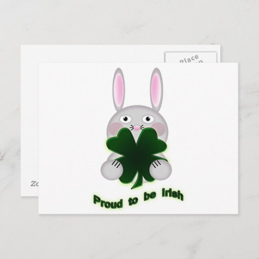 Carte Postale St. Patricks Bunny Fier d'être Shamrock irlandais (Devant / Derrière)
