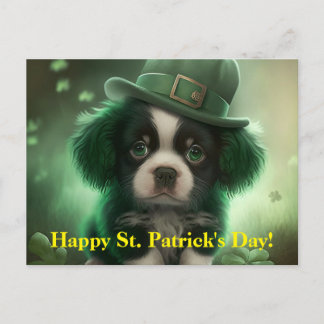 Carte postale St Patrick's Day avec un mignon chio