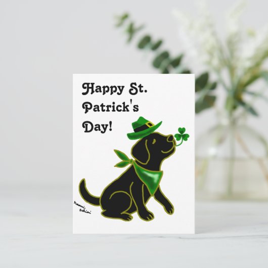 Carte Postale St. Patrick's Day Black Labrador (Debout devant)