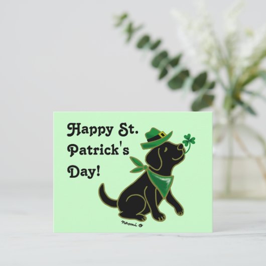 Carte Postale St. Patrick's Day Black Labrador (Debout devant)
