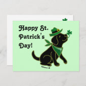 Carte Postale St. Patrick's Day Black Labrador (Devant / Derrière)
