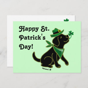 Carte Postale St. Patrick's Day Black Labrador