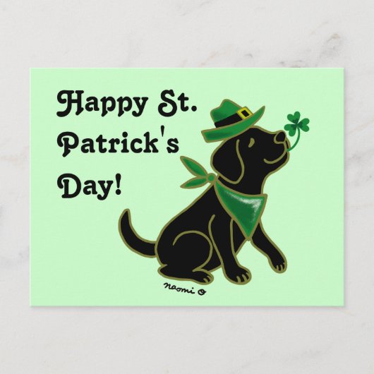 Carte Postale St. Patrick's Day Black Labrador (Devant)