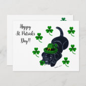 Carte Postale St. Patrick's Day Black Labrador Puppy (Devant / Derrière)