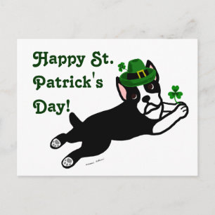 Carte Postale St. Patrick's Day Boston Terrier