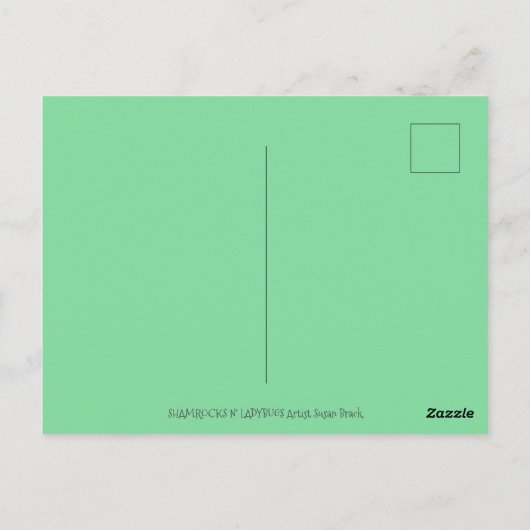 CARTE POSTALE ST. PATRICK'S DAY FOLK ART SHAMROCKS N'LADYBUGS (Dos)