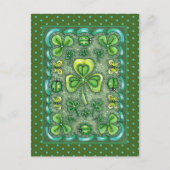 CARTE POSTALE ST. PATRICK'S DAY FOLK ART SHAMROCKS N'LADYBUGS (Devant)