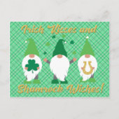 Carte Postale St Patrick's Day Gnome Baisers et Shamrock (Devant)