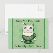 Carte Postale St. Patrick's Day Irish Cat (Devant / Derrière)