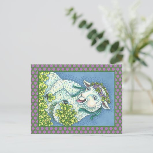 CARTE POSTALE ST. PATRICK'S DAY IRISH EWE, SHEEP POSTCARD (Debout devant)