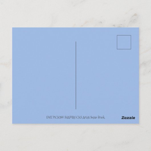 CARTE POSTALE ST. PATRICK'S DAY IRISH EWE, SHEEP & SHAMROCK (Dos)