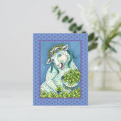 CARTE POSTALE ST. PATRICK'S DAY IRISH EWE, SHEEP & SHAMROCK (Debout devant)